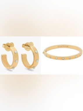 Kate Spade Set In Stone Gold-Tone Bangle Bracelet & Hoop Earrings Set